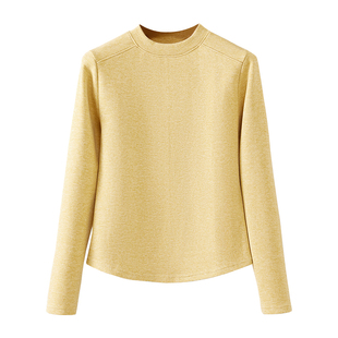 软糯加厚款半高领打底衫女内搭秋冬2025新款宽松长袖t恤短款上衣