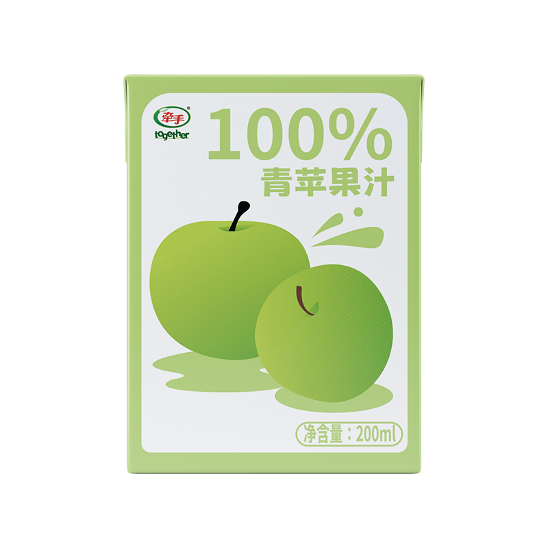 牽手果汁飲料青蘋果汁200ml*10盒果汁純果汁整箱