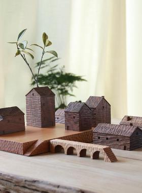 雨木｜小木屋摆件纯手工雕刻 创意礼品微景观小房子装饰家居摆件