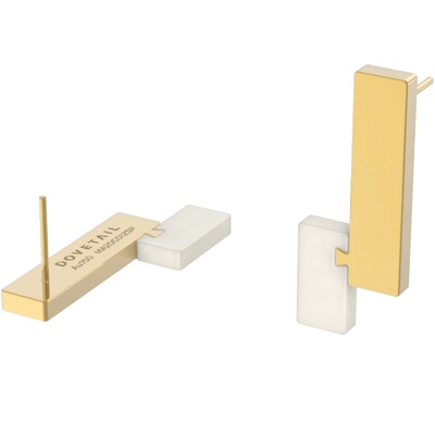 DOVETAIL/卯时条错系列燕尾榫18K金和田玉耳饰