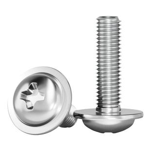 304/201不锈钢十字圆头带垫带介螺丝大盘头半圆头电脑螺钉3M4M5M6