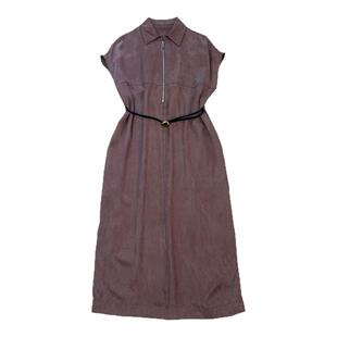 AURORA2025夏季新款polo领赫本风连衣裙女欧货新款铜氨丝开叉裙女