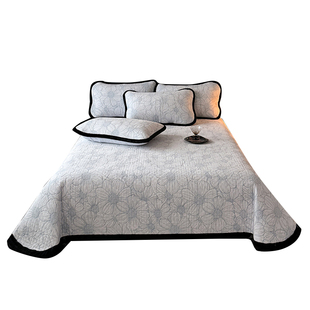 高端雕花牛奶绒床盖单件冬季床毯加厚绒床单绗缝夹棉榻榻米三件套