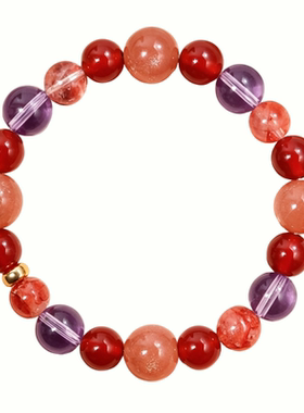天然五行喜火喜水手串红玛瑙