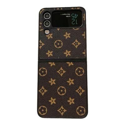 zflip4手机壳高档老花皮纹保护壳