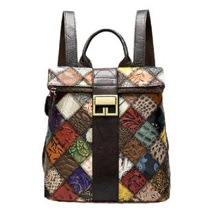 真皮双肩包女2020年高级感休闲复古小背包民族风大容量百搭双肩包