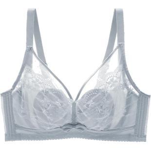 芬腾文胸大胸显小上托防下垂内衣女聚拢夏蕾丝薄款软钢圈透气胸罩