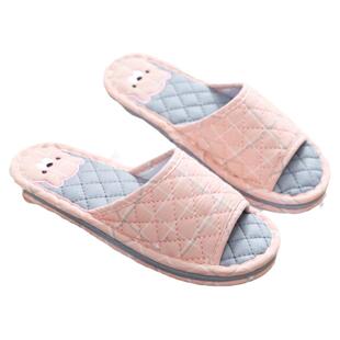 新款纯棉布艺加厚地板拖鞋情侣春秋室内居家四季防滑耐磨牛筋底拖