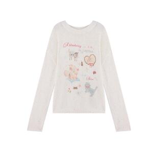 王子璇同款ablueberry 甜美猫咪针织衫毛衣女慵懒设计感26春上衣