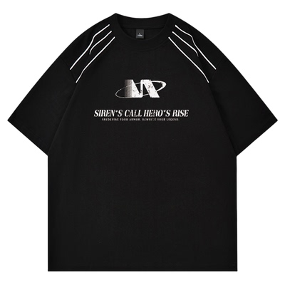 重磅三条杠短袖T恤潮hiphop上衣