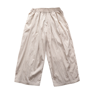 女童韩系褶皱肌理感遛弯裤子儿童冰凉速干防蚊奶奶阔腿裤薄款夏装