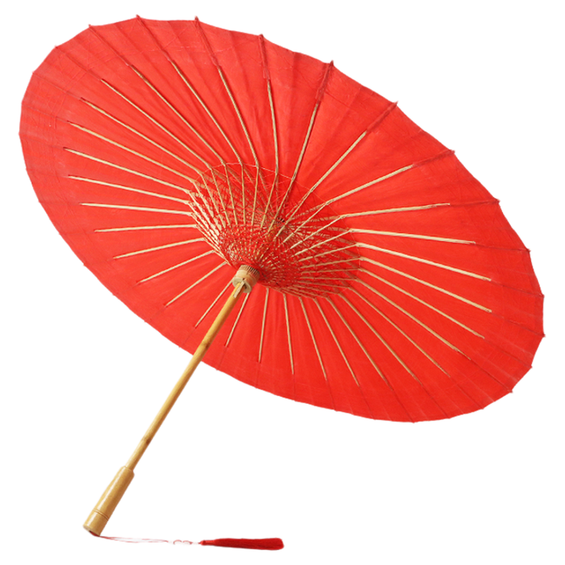 中典手造纸洇染大红色喜庆油纸伞