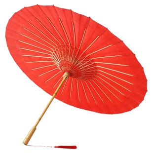 中典云龙纸洇染大红色油纸伞 防雨防晒纯手工中国红新娘喜庆婚伞