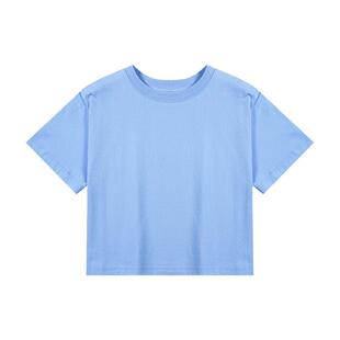 纯棉短款t恤定制工作服文化衫短袖女士高腰打底体恤印logo字图案