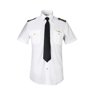 空乘空少男制服航空飞行员机长白衬衫长袖短袖通航俱乐部工作套装