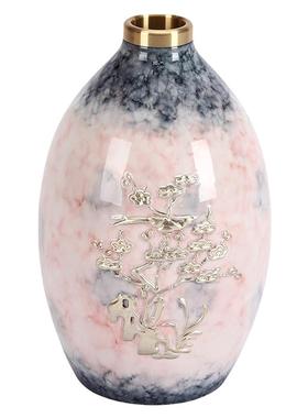 彩铜鹊上枝头花瓶浮雕礼盒装客厅