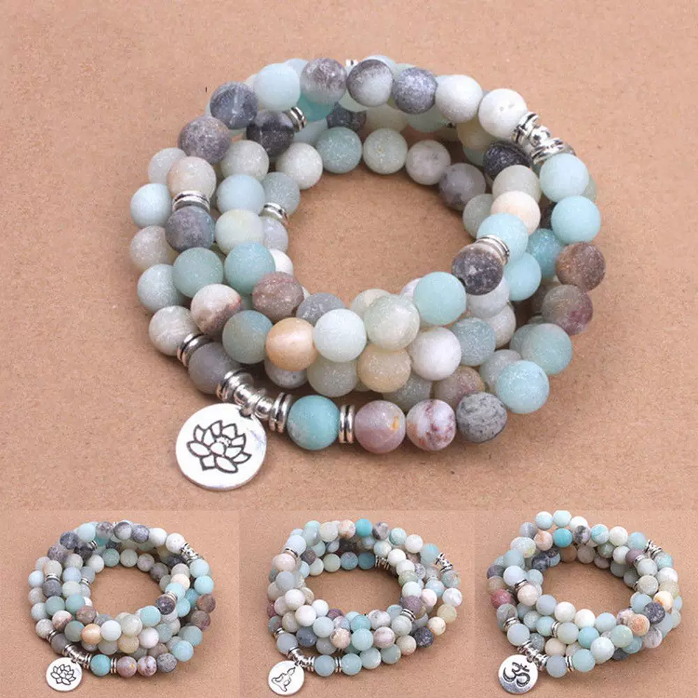[OM Buddha Charm Yoga Bracelet 108 Mala Necklace Dropshippin]