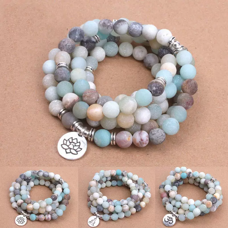 [OM Buddha Charm Yoga Bracelet 108 Mala Necklace Dropshippin]