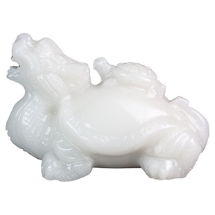 天然白玉石龙龟摆件母子龙龟家居客厅办公室玄关装饰品吉祥物摆设