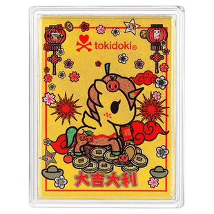 金至尊IP联名tokidoki黄金手机贴大吉大利独角兽金章生肖马年礼物