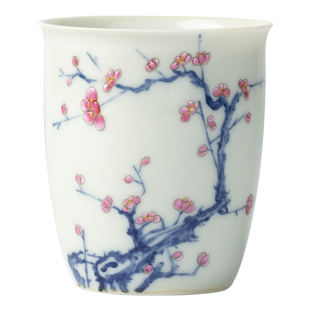 三勤堂粉彩主人杯陶瓷手绘闻香杯手工雕花品茗杯高端单杯小号茶杯