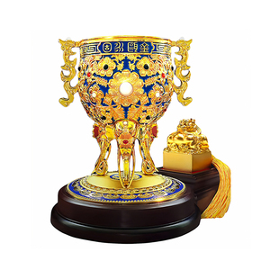 大号金瓯永固杯丁明鸿老师创作花丝镶嵌珐琅彩艺术摆件收藏礼品