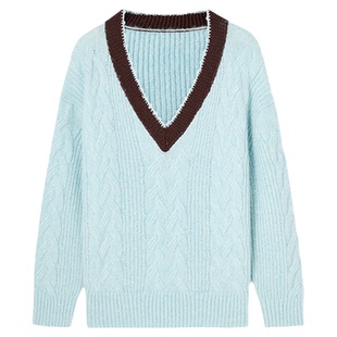 【博主同款】HPLY荷比俪2026春新款绵羊毛撞色V领亮片针织羊毛衫