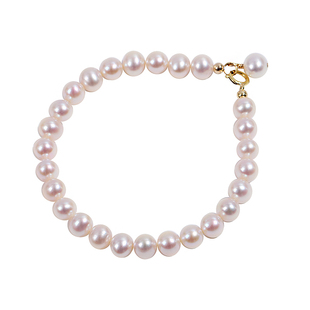 小立交小红书6mm天然珍珠手链美国14K包金强光小灯泡手串七夕礼物