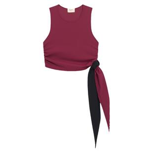 REPETTO丽派朵 女士黑色酒红色高弹短款休闲交叉带运动健身背心