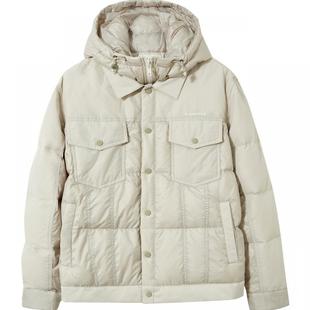 流石男装冬装简约时尚短款连帽羽绒服男士假两件冬季夹克保暖外套