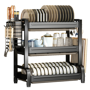厨房置物架碗碟碗盘沥水架多功能家用台面放刀具筷子菜板收纳架子