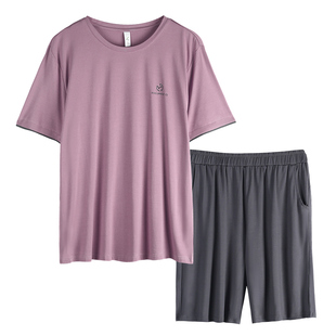 莫代尔睡衣男士夏季薄款冰丝凉感短袖短裤夏天外穿家居服大码套装