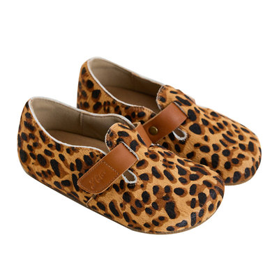 允儿妈女童春季魔术贴豹纹勃肯鞋