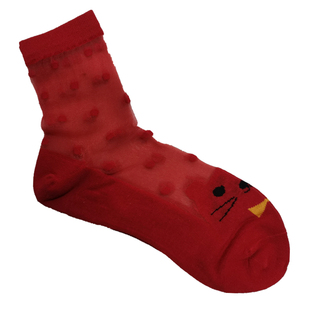 短袜透明薄款棉底防滑虎年红丝袜子女士玻璃袜本命年红色水晶丝袜