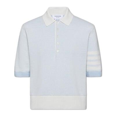 [春夏优惠]THOM BROWNE 男士条纹针织四条纹POLO