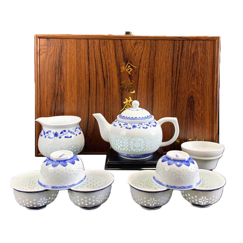 景德镇陶瓷茶具套装便携青花玲珑茶壶青花瓷中式泡茶专用茶具礼盒