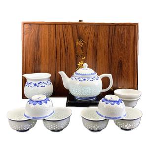 景德镇陶瓷茶具套装便携青花玲珑茶壶青花瓷中式泡茶专用茶具礼盒