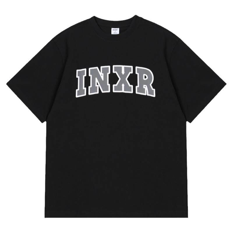 INXINRN280克重磅t恤国产潮牌基础夏季新款印花圆领宽松情侣短袖