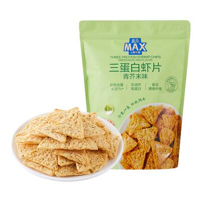盒马MAX 三蛋白虾片青芥末味 320g虾肉零食膨化休闲食品