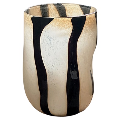 法式复古条纹玻璃花瓶摆件高级感