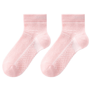 松山儿童男女童7A抑菌纯棉袜子26春夏儿童透气网眼中筒纯色袜子