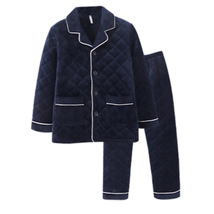 特价安之伴珊瑚绒男士家居服冬季新款三层加厚贝贝绒夹棉保暖睡衣