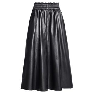 真皮皮裙女中长款半身裙松紧高腰大摆裙2025秋新款绵羊皮a字伞裙