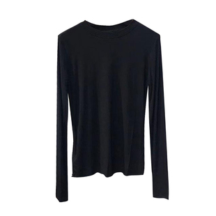 圆领打底衫女2025新款白色t恤秋季修身长袖莫代尔内搭上衣女黑色