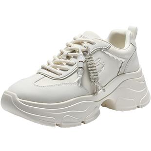 百丽女鞋子厚底皮面老爹鞋串珠2026春季新款运动休闲鞋B2981AM6