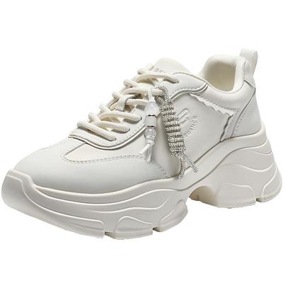 百丽女鞋子厚底皮面老爹鞋串珠2026春季新款运动休闲鞋B2981AM6