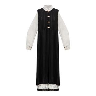 花朝记｜ALL BLACK 文学社｜明制宋制汉元素比甲混搭宋裤黑色针织