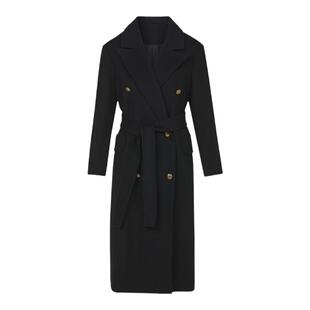 【王楚然同款】朗姿羊毛高级感长款气质大衣通勤修身毛呢外套冬季