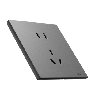 公牛蝶翼超薄开关插座G57墙壁哑光黑色面板暗装五孔嵌入式墨云灰