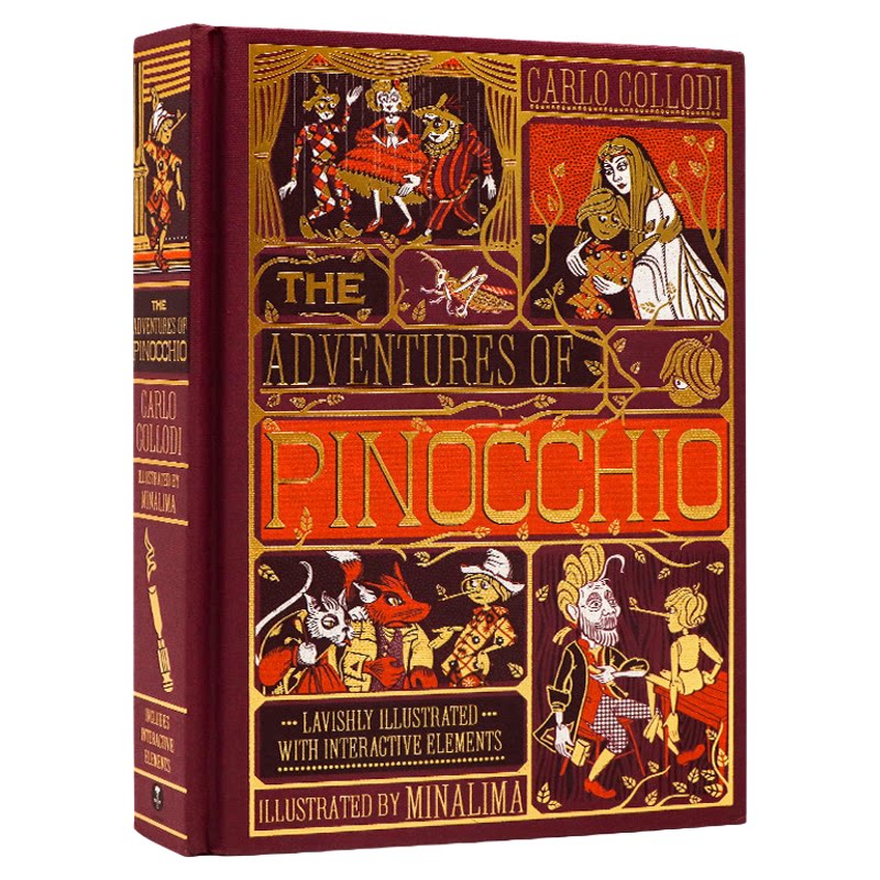 匹诺曹木偶奇遇记互动立体书 英文原版 The Adventures of Pinocchio 3D手工复刻 全彩插画儿童文学经典之作启蒙故事书 精装收藏版
